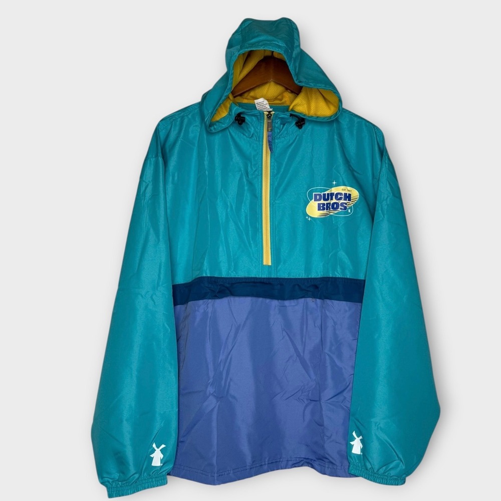 Dutch Bros Coffee Windbreaker Jacket Pullover Hoodie Uniform Team Barista Large